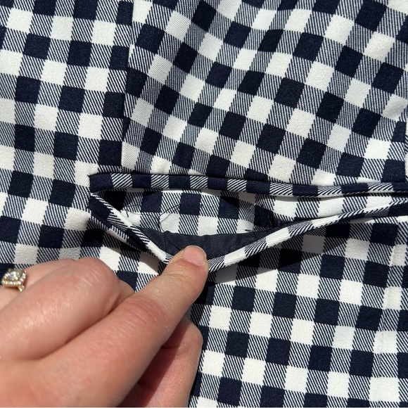 J Crew Navy Gingham Print Checkered Blazer Size XXL 0049 - Picture 3 of 9